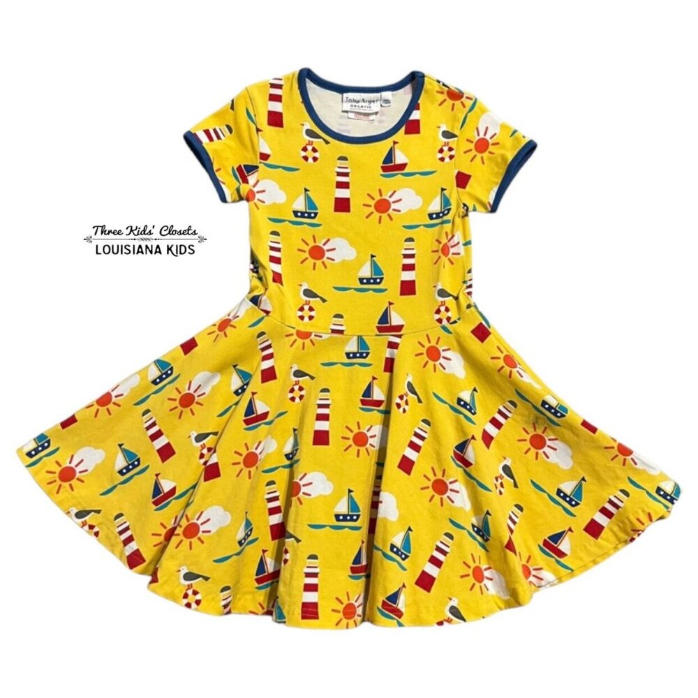 Toby Tiger 4-5Y Organic Nautical Twirl Dress